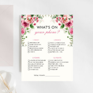 Garden Party What On Your Phone Bridal Shower Game