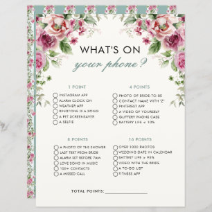 Garden Party What On Your Phone Bridal Shower Game