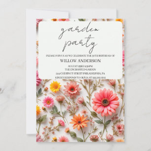 Garden Party, Wildflower Birthday Party Invite Tem