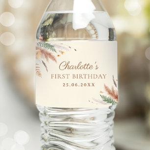 Garden Party Wildflower Floral 1st Birthday Water Bottle Label