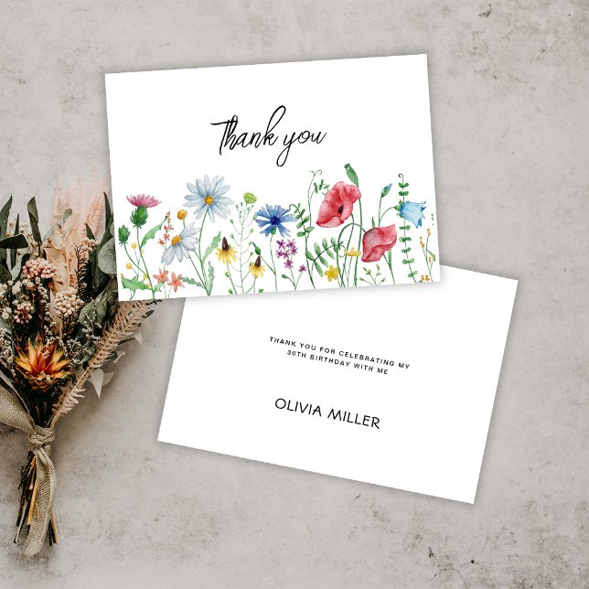 Garden Party Wildflowers Birthday Thank You Card (Creator Uploaded)
