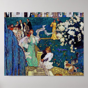 Garden Party with Cat, Jessie Willcox Smith Poster