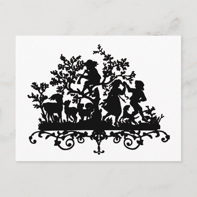 Garden Party With Children Dancing Postcard (Front)