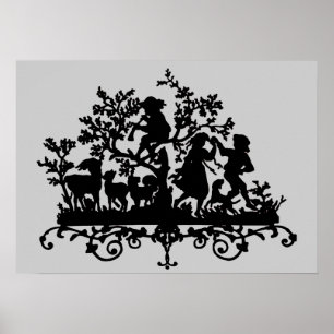 Garden Party With Children Dancing Poster