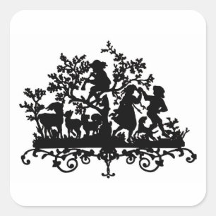 Garden Party With Children Dancing Square Sticker