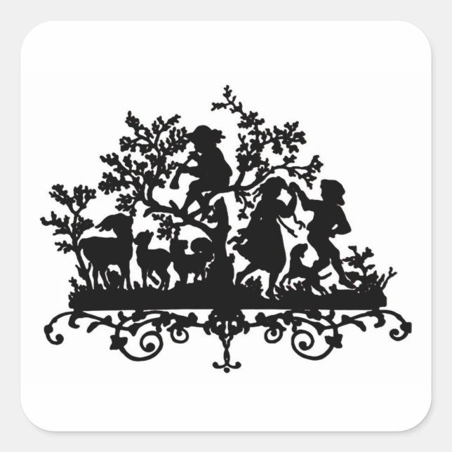 Garden Party With Children Dancing Square Sticker (Front)