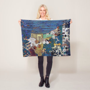 Garden Party with Dog & Cat, Jessie Willcox Smith Fleece Blanket