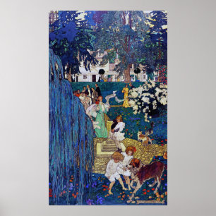 Garden Party with Dog & Cat, Jessie Willcox Smith Poster