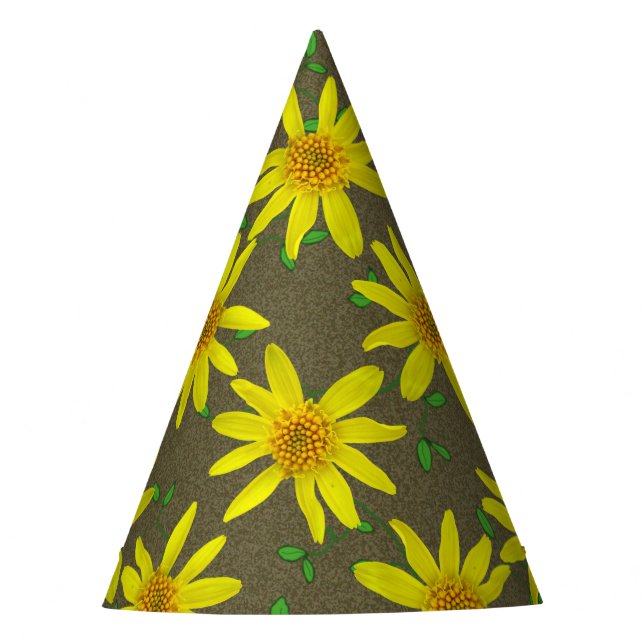 Garden Party Yellow Flower on any Colour Party Hat (Front)