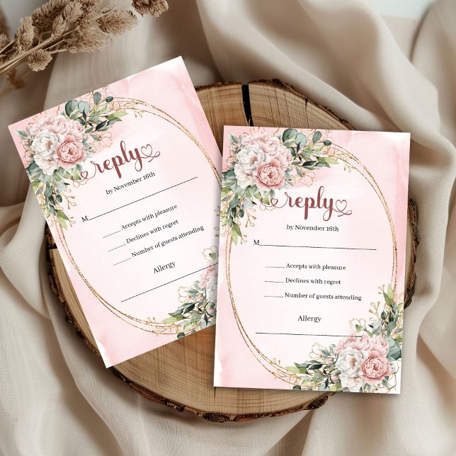 Garden Pastel Pink Eucalyptus Wedding RSVP (Garden Pastel Pink Eucalyptus Wedding RSVP)