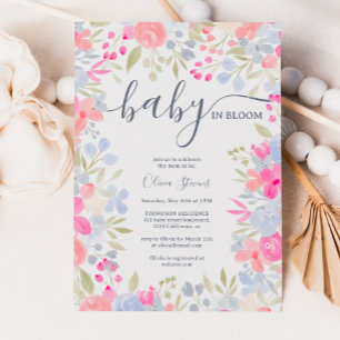 Garden pastel wild flowers spring baby shower invitation