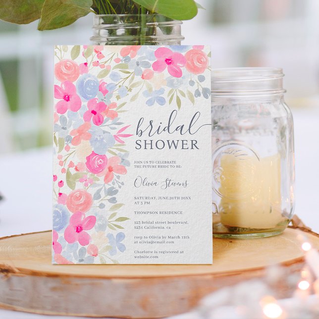 Garden pastel wild flowers spring bridal shower invitation (Creator Uploaded)