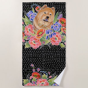 GARDEN PATH chow  beach towel  black background