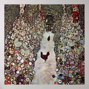 Garden Path, Rooster & Chickens by Gustav Klimt Poster