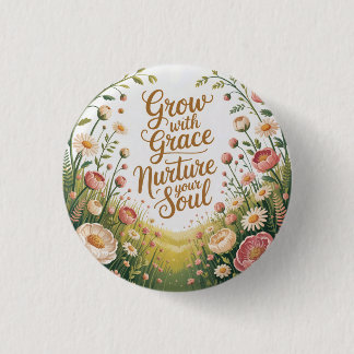 Garden Path Scene Grow With Grace Quote 3 Cm Round Badge