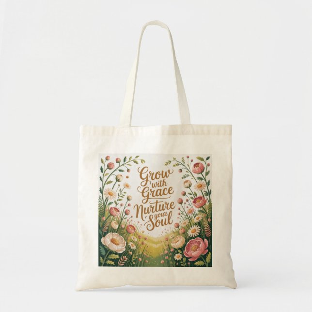 Garden Path Scene Grow With Grace Quote Tote Bag (Front)