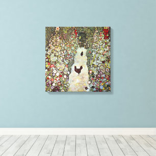Garden Path w Chickens, Gustav Klimt, Art Nouveau Canvas Print