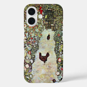 Garden Path w Chickens, Gustav Klimt, Art Nouveau iPhone 16 Case