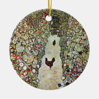 Garden Path w Chickens, Gustav Klimt, Art Nouveau Ceramic Tree Decoration