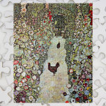 Garden Path w Chickens, Gustav Klimt, Art Nouveau Jigsaw Puzzle<br><div class="desc">Garden Path with Chickens (1916) by Gustav Klimt is a vintage Victorian Era Symbolism fine art painting. A nature scene with chickens in the backyard flower garden on a farm. About the artist: Gustav Klimt (1862-1918) was an Austrian Symbolist painter and one of the most prominent members of the Vienna...</div>