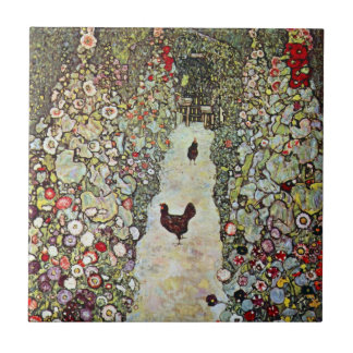 Garden Path w Chickens, Gustav Klimt, Art Nouveau Tile