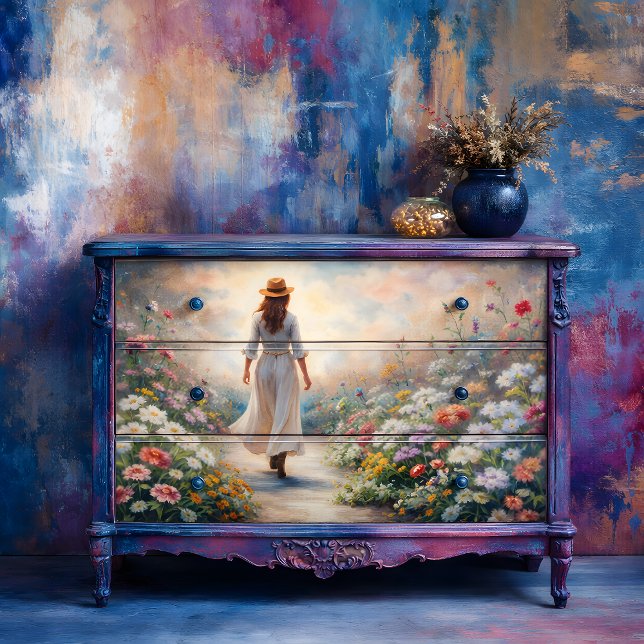 Garden Path Wanderer - Romantic Floral Decoupage Tissue Paper (Garden Path Wanderer - Romantic Floral Decoupage Tissue Paper)