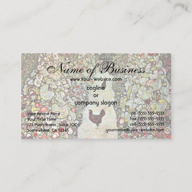 Garden Path with Chickens by Gustav Klimt Business Card (Front)