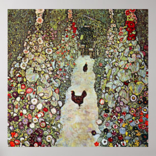 Garden Path with Chickens by Gustav Klimt Poster