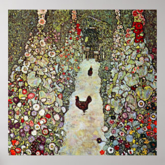 Garden Path with Chickens by Gustav Klimt Poster