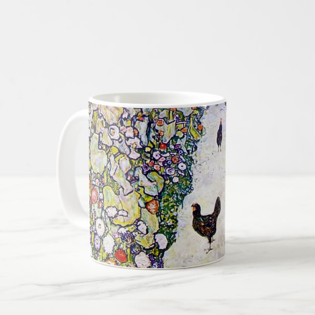 Garden Path with Chickens, Gustav Klimt Coffee Mug (Front Left)