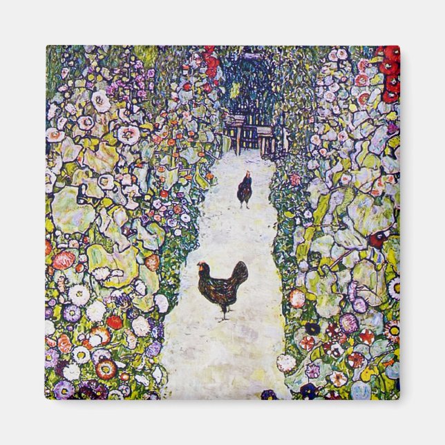 Garden Path with Chickens, Gustav Klimt Magnet (Front)