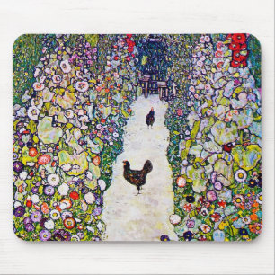 Garden Path with Chickens, Gustav Klimt Mouse Mat