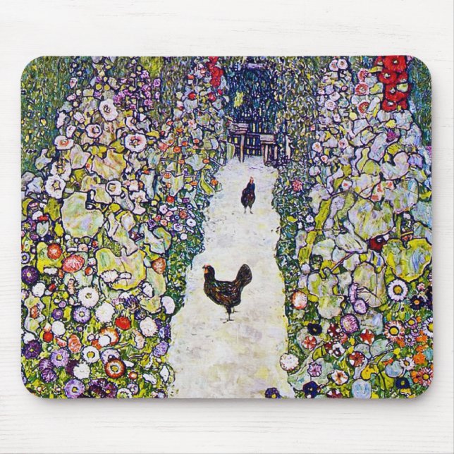 Garden Path with Chickens, Gustav Klimt Mouse Mat (Front)
