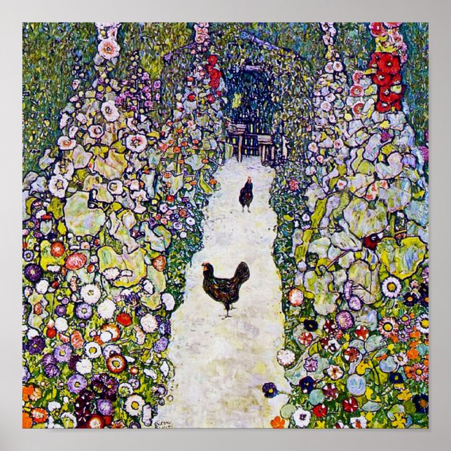Garden Path with Chickens, Gustav Klimt Poster (Front)