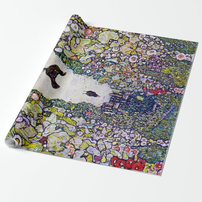 Garden Path with Chickens, Gustav Klimt Wrapping Paper (Unrolled)