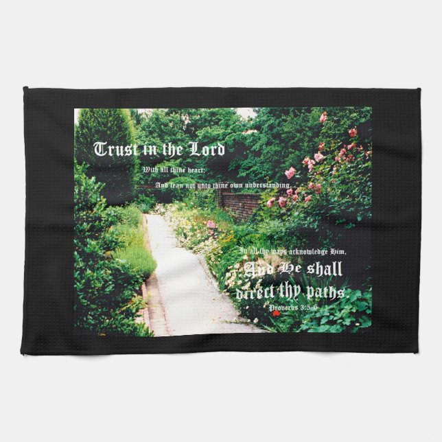 Garden Path with Proverbs 3:5-6 Tea Towel (Horizontal)