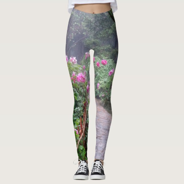 Garden Pathway in Bloom creates natural coloured Leggings (Front)