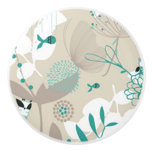 Garden Pattern Ceramic Knob (Front)