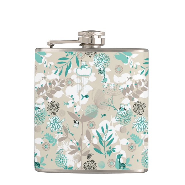 Garden Pattern Hip Flask (Front)