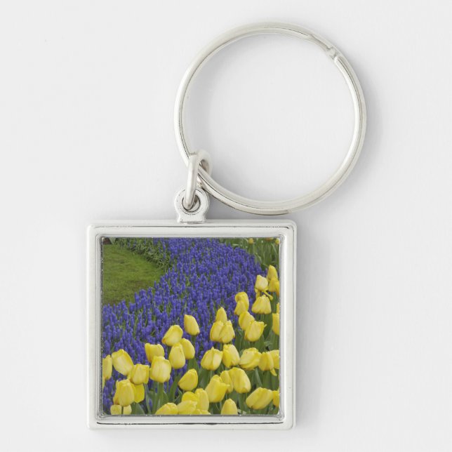 Garden pattern of Grape Hyacinth flowers and Key Ring (Front)
