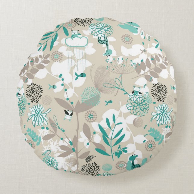 Garden Pattern Round Cushion (Front)