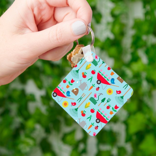 Garden Pattern Spring Flowers and Gardening Tools Key Ring (Creator Uploaded)