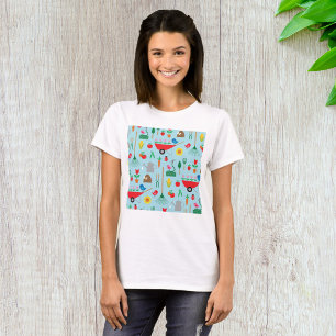 Garden Pattern Spring Flowers and Gardening Tools T-Shirt