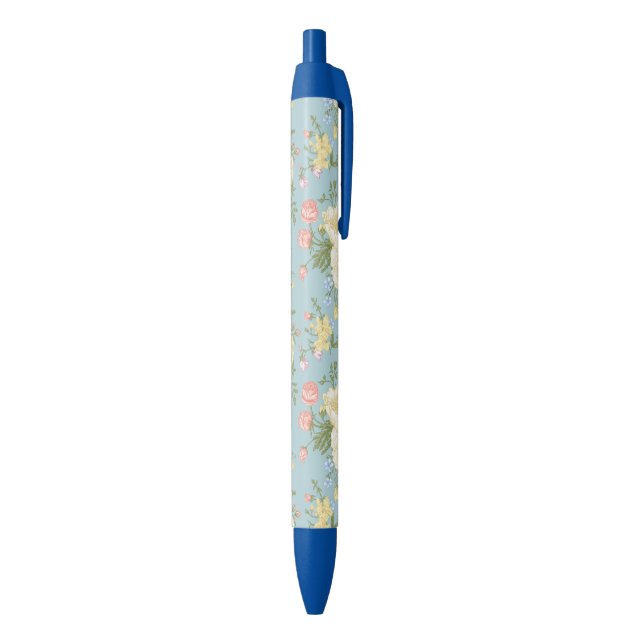 Garden Peony Floral Pattern Black Ink Pen (Bottom (Vertical))