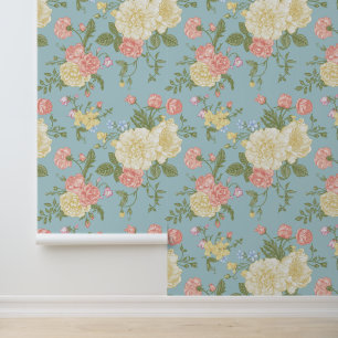 Garden Peony Floral Pattern Wallpaper