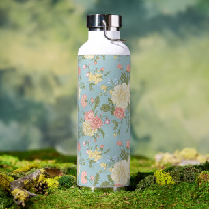 Garden Peony Floral Pattern Water Bottle