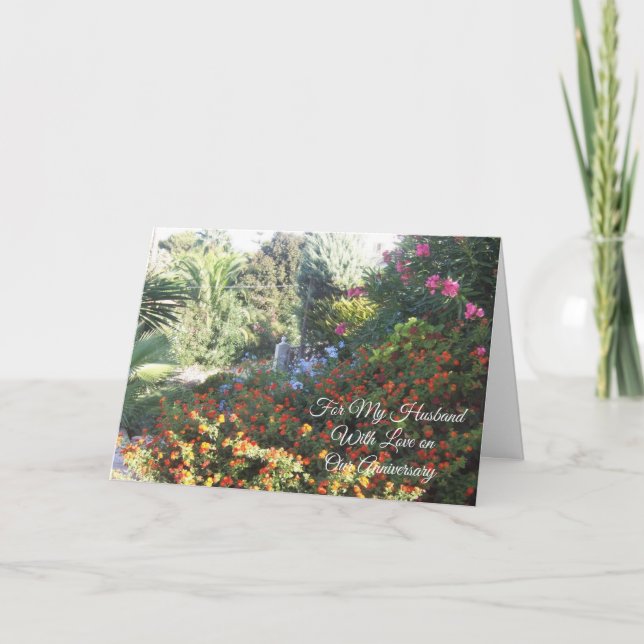 Garden Personalised Husband Wedding Anniversary Card (Front)