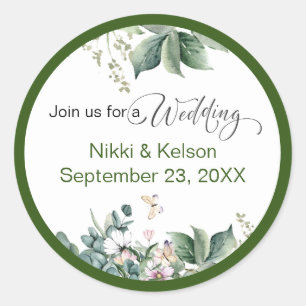 Garden Personalised Wedding Classic Round Sticker
