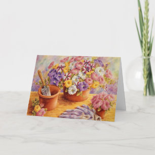 Garden Petunias Blank Card Greeting Card