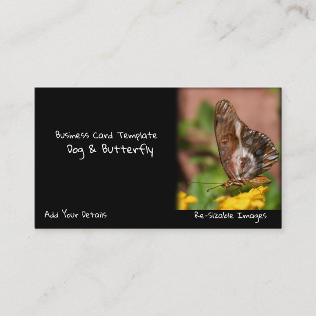 Garden Photography Butterfly Wings Dog Business Card (Front)